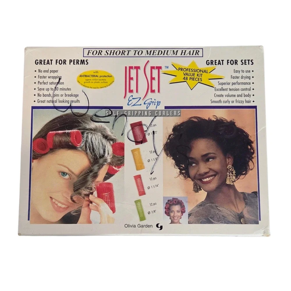 Jet Set EZ GRIP Olivia Garden Self Gripping Curlers Short Medium Hair 48 pcs NOS